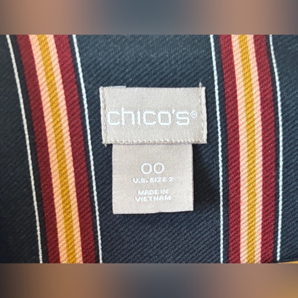 Chico’s nvy & burg stripe military blzr WM 00 (WM 2-4) southwest festival - Picture 4 of 11